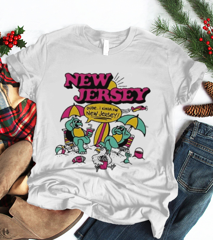 New Jersey 2026 Vibe Cartoon Relaxing Beach Chill Fun T-Shirt