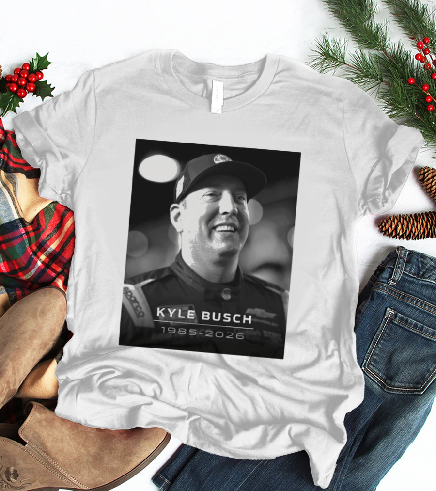 Kyle Busch 1985 2026 Racing Tribute Black And White T-Shirt