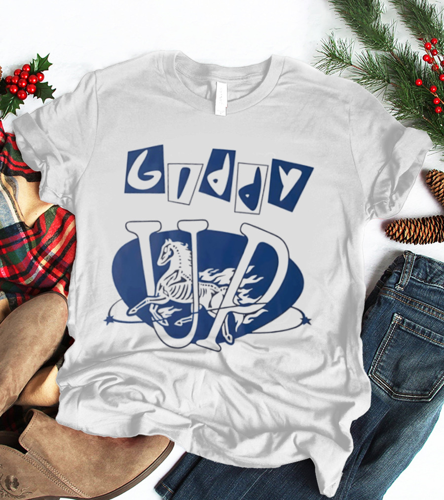 Giddy Up Horse Skeleton Vivid Lettering T-Shirt