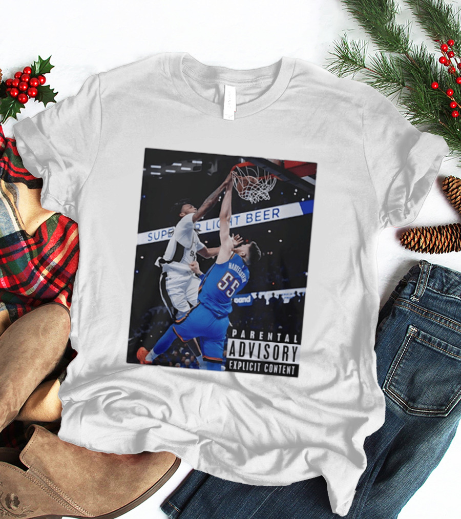 Parental Advisory Explicit Content Dunk Contest New York Knicks Mitchell Robinson Basketball Photo T-Shirt