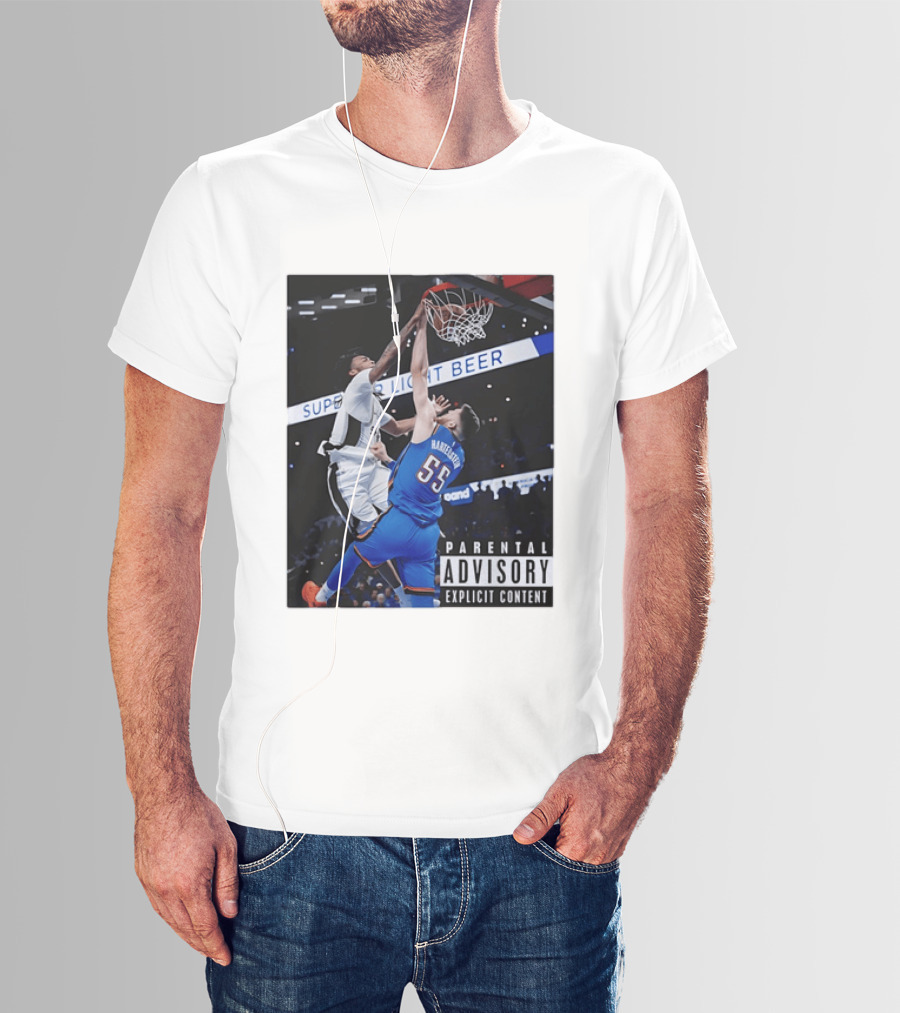 Parental Advisory Explicit Content Dunk Contest New York Knicks Mitchell Robinson Basketball Photo T-Shirt