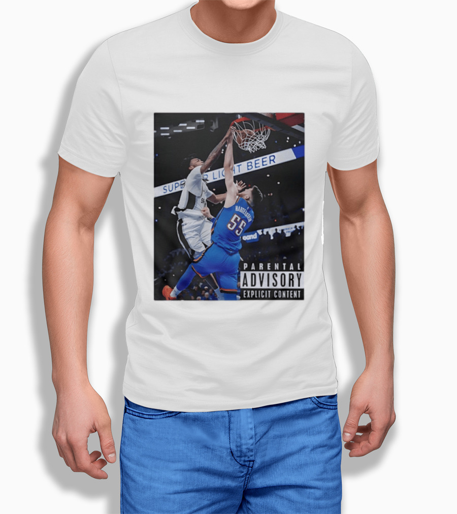 Parental Advisory Explicit Content Dunk Contest New York Knicks Mitchell Robinson Basketball Photo T-Shirt