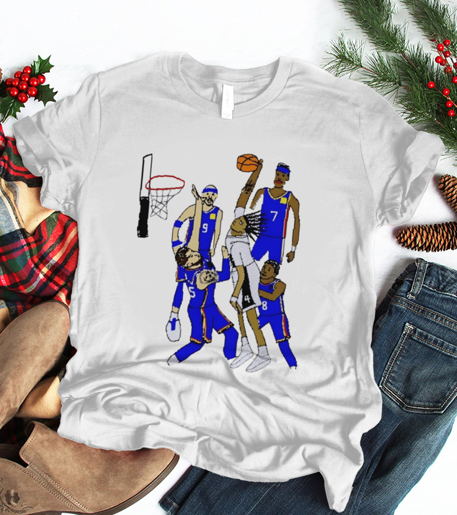 Stephon Castle Dunk Basketball Blue Team Number 4 Drawing T-Shirt
