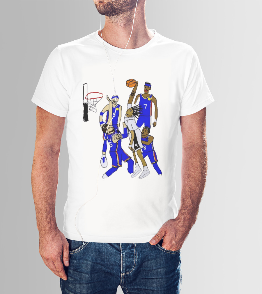 Stephon Castle Dunk Basketball Blue Team Number 4 Drawing T-Shirt