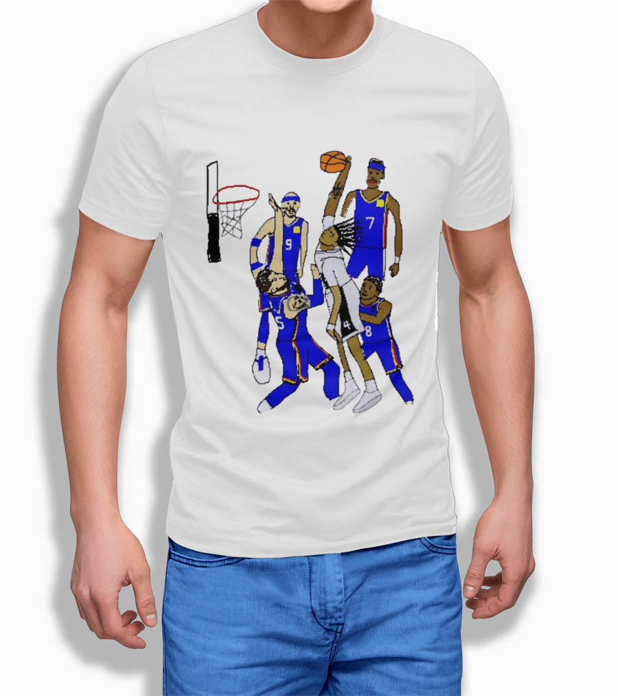 Stephon Castle Dunk Basketball Blue Team Number 4 Drawing T-Shirt