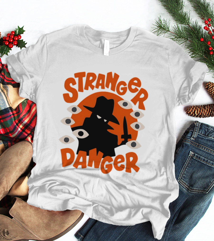 Stranger Danger Mysterious Figure Holding Knife Surrounded By Ing Eyes T-Shirt