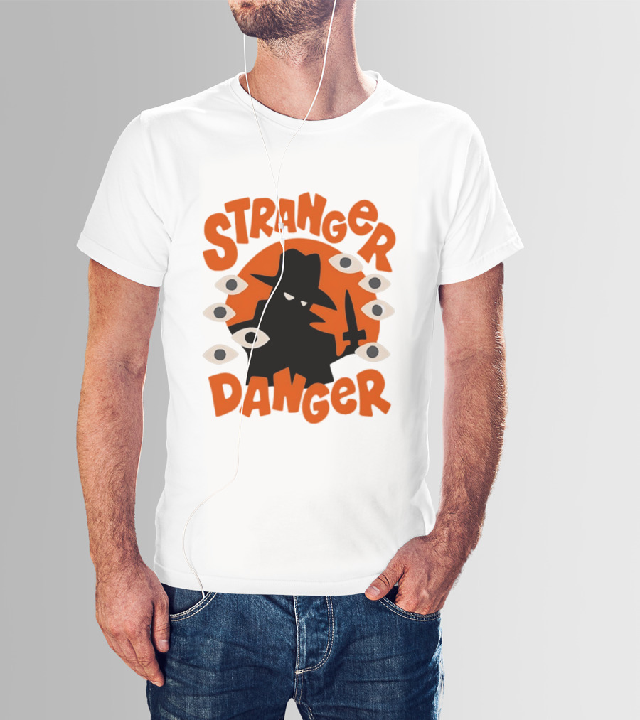 Stranger Danger Mysterious Figure Holding Knife Surrounded By Ing Eyes T-Shirt