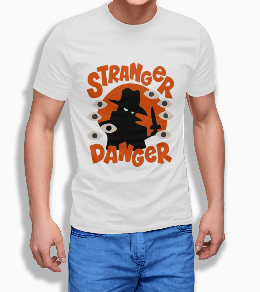 Stranger Danger Mysterious Figure Holding Knife Surrounded By Ing Eyes T-Shirt