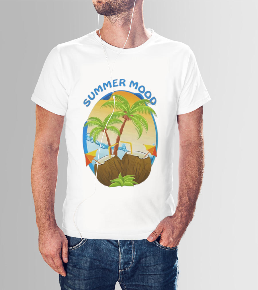 Summer Mood Tropical Palm And Coconut Drink Fiesta T-Shirt