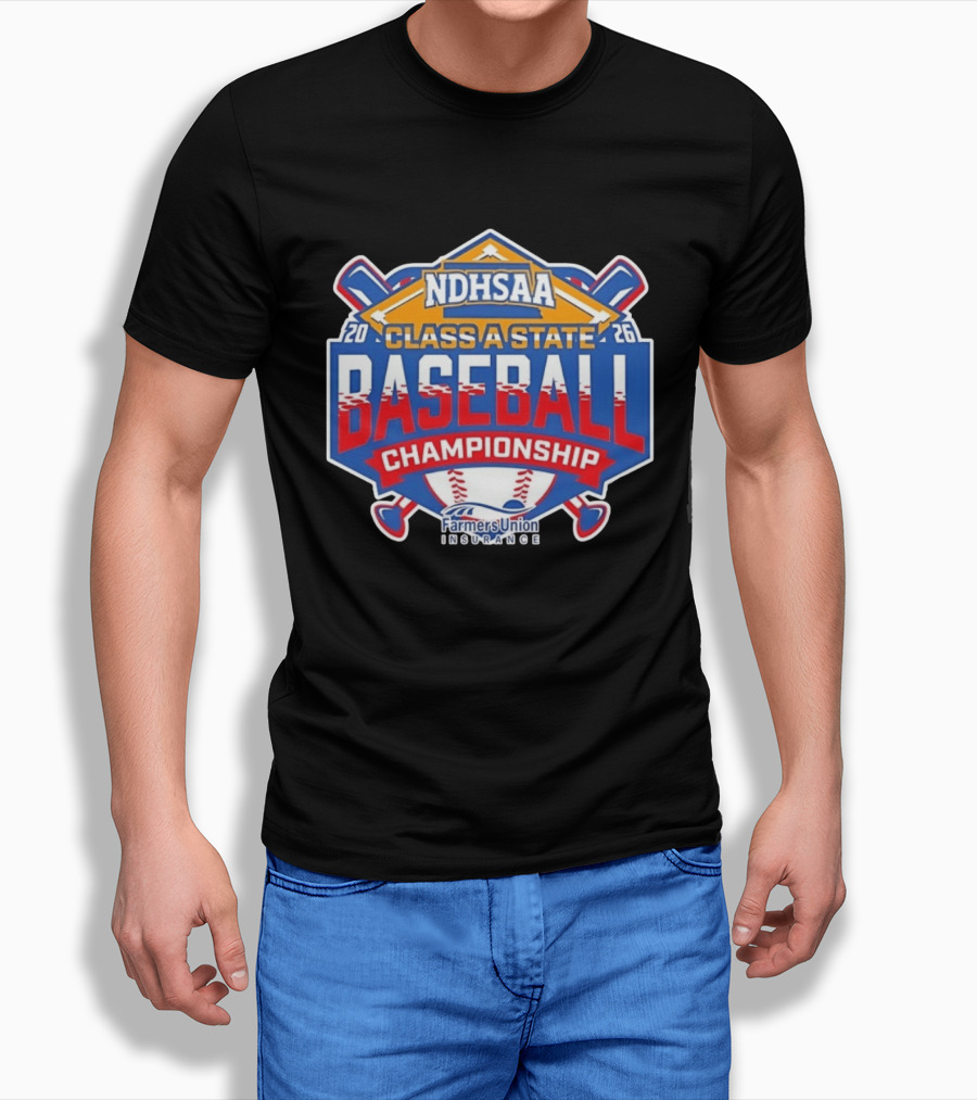 NDHSAA Class A State Baseball Championship 2026 Farmers Union Insurance T-Shirt