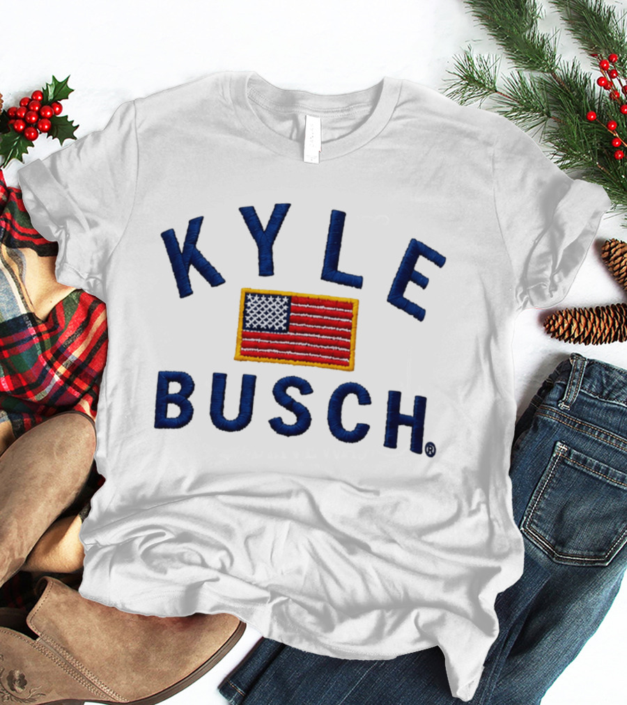 Kyle Busch American Flag Racing Patch T-Shirt