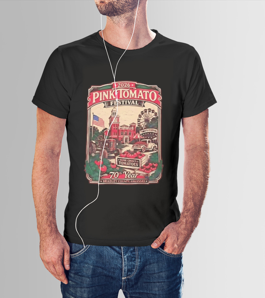 2026 Pink Tomato Festival 70th Year Warren Arkansas Bradley County Home Grown Tomatoes T-Shirt