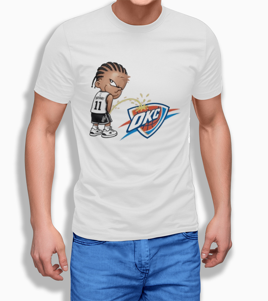 San Antonio Spurs Carter Bryant Peeing On OKC Thunder Caricature T-Shirt