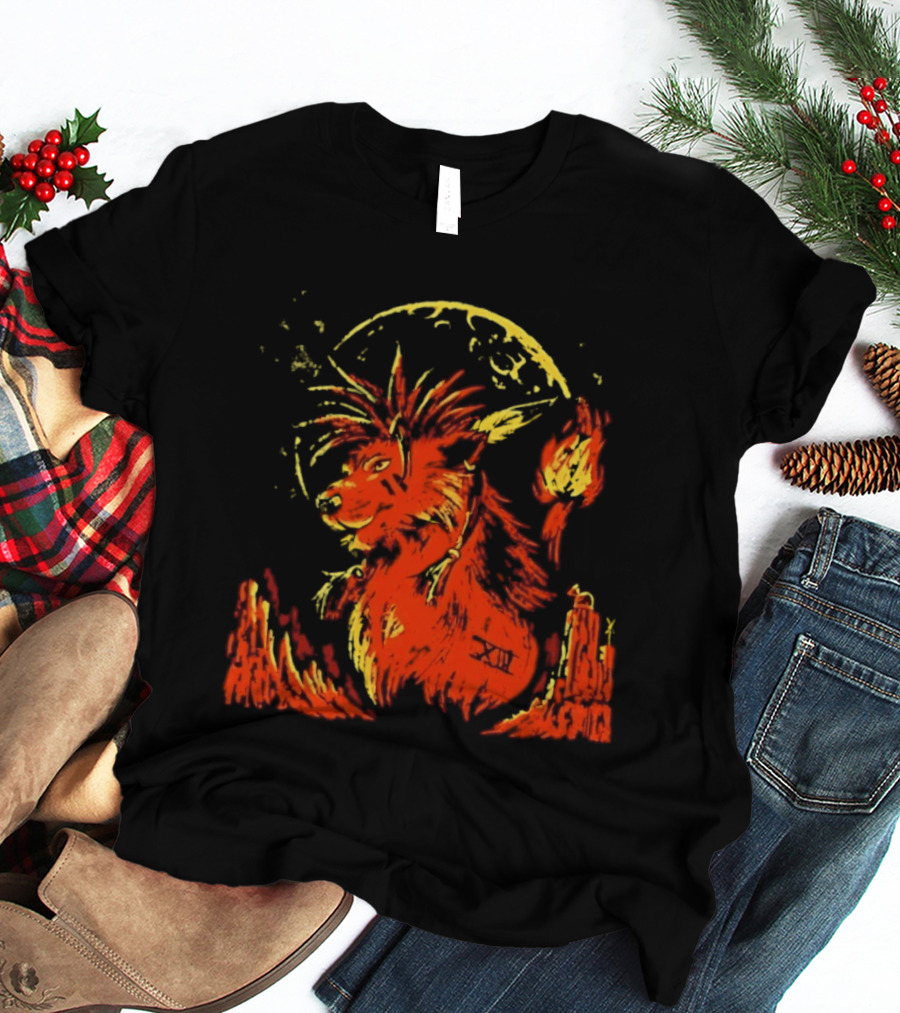 Red XIII Final Fantasy Guardian Of The Canyon Moonlit Fire Aura T-Shirt