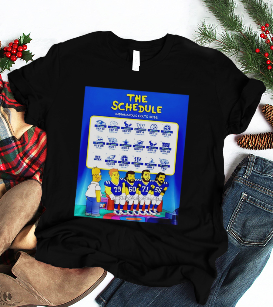 The Schedule Indianapolis Colts 2026 Simpsons Characters NFL Teams Matchups T-Shirt