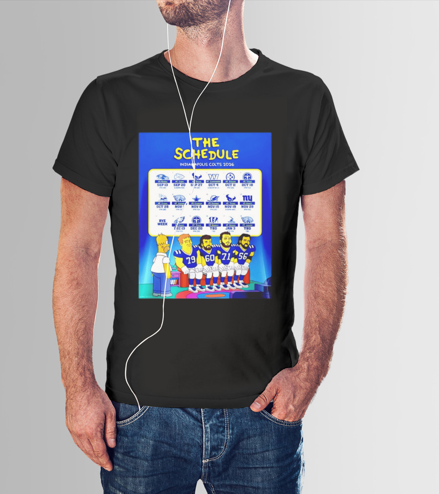 The Schedule Indianapolis Colts 2026 Simpsons Characters NFL Teams Matchups T-Shirt
