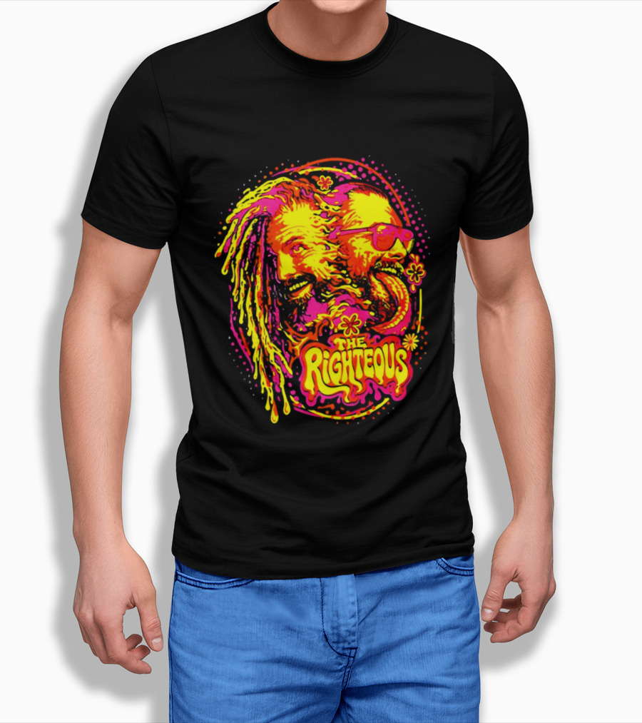 TNA Wrestling The Righteous Psychedelic Tie Dye Art With Sunglasses And Flowers T-Shirt