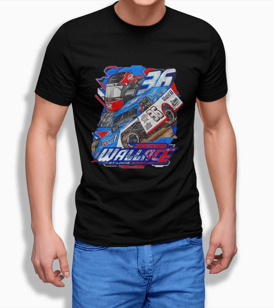 Kenny Wallace 36 Mobil 1 Racing St Louis Missouri Dirt Track T-Shirt