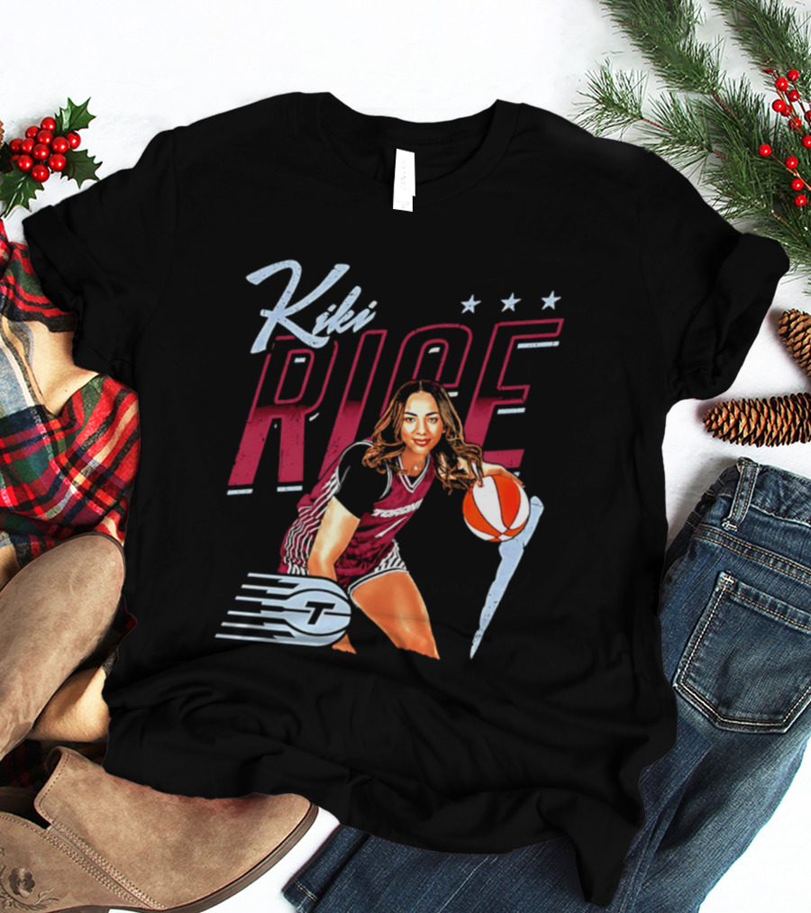 Kiki Rice Toronto Tempo Player Three Stars Basketball Pose T-Shirt