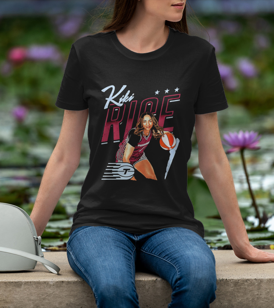 Kiki Rice Toronto Tempo Player Three Stars Basketball Pose T-Shirt