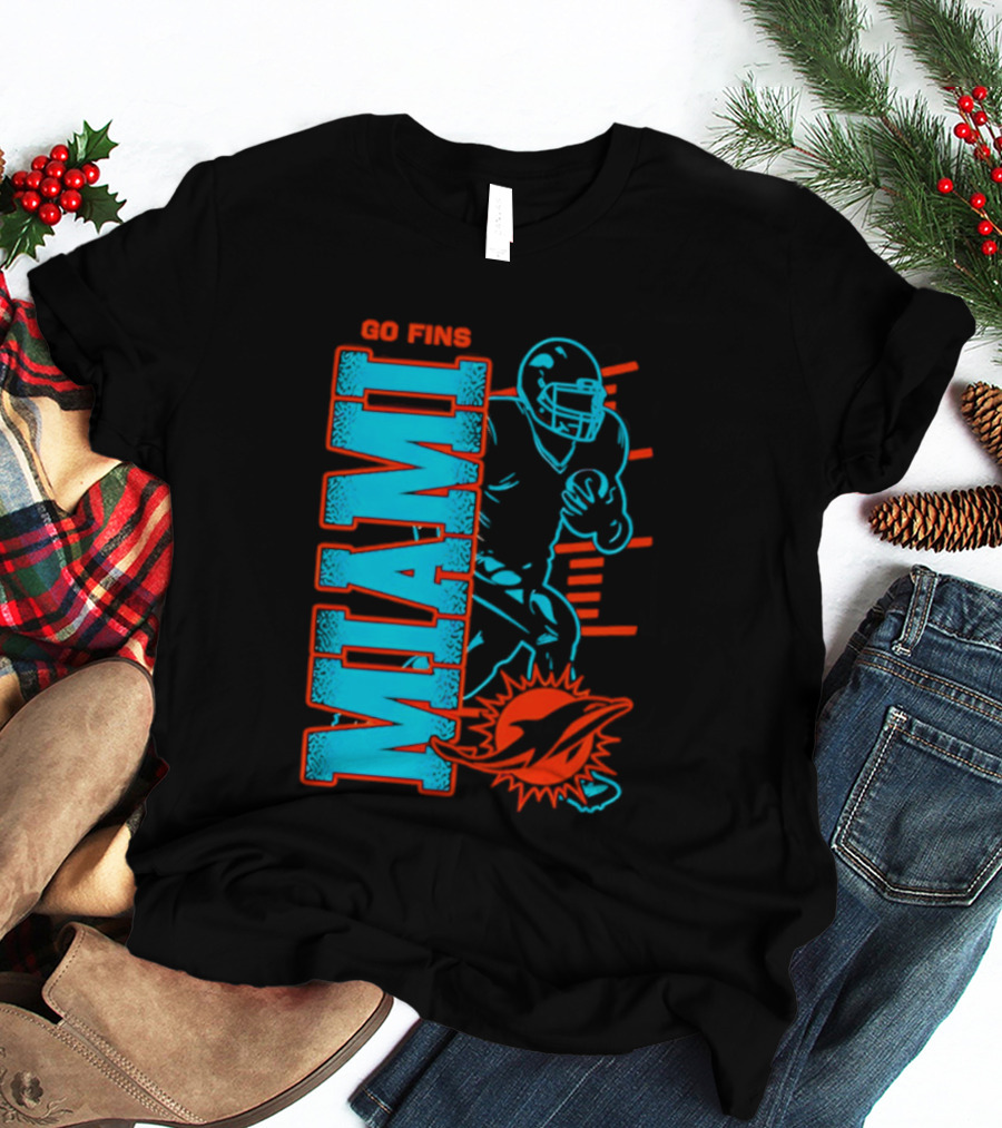 Miami Dolphins Go Fins Football Player T-Shirt