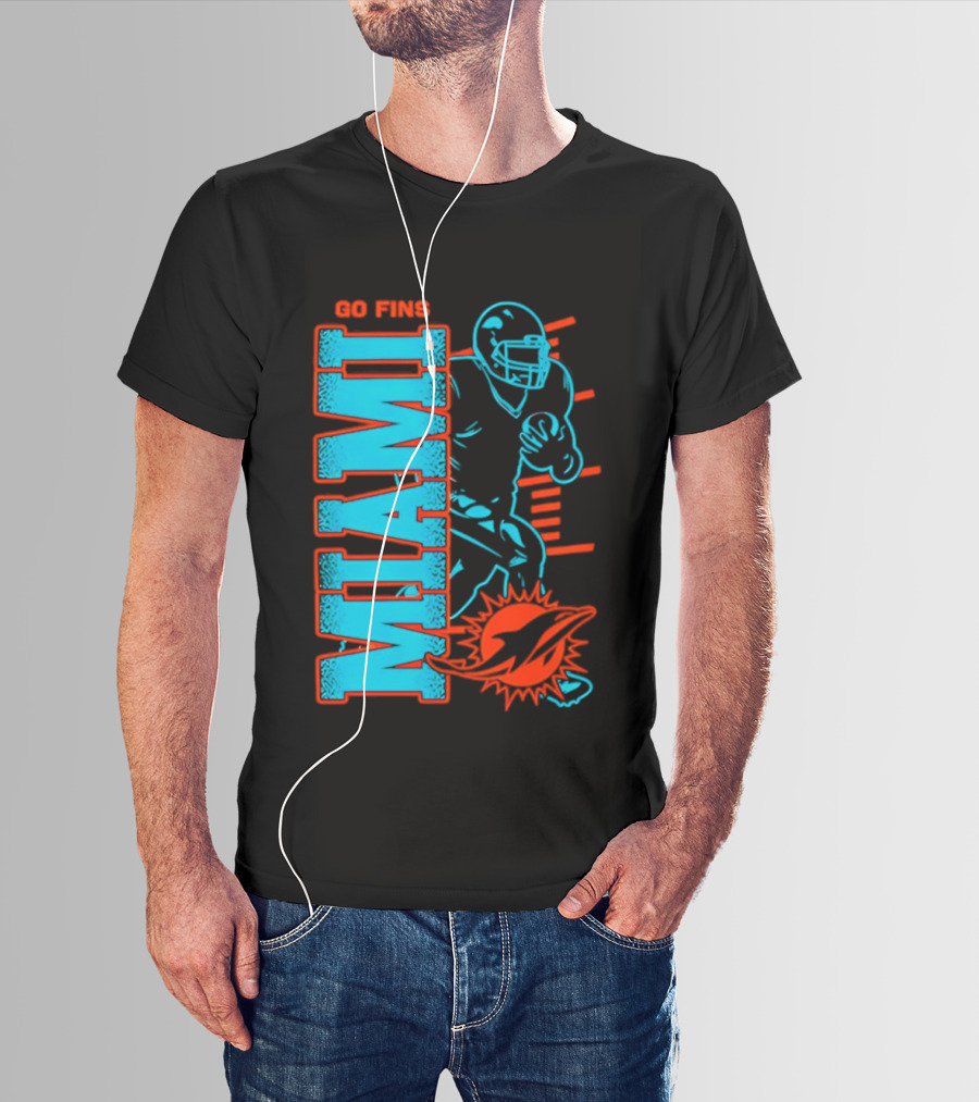 Miami Dolphins Go Fins Football Player T-Shirt