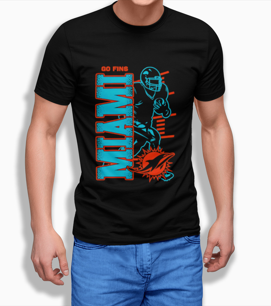 Miami Dolphins Go Fins Football Player T-Shirt
