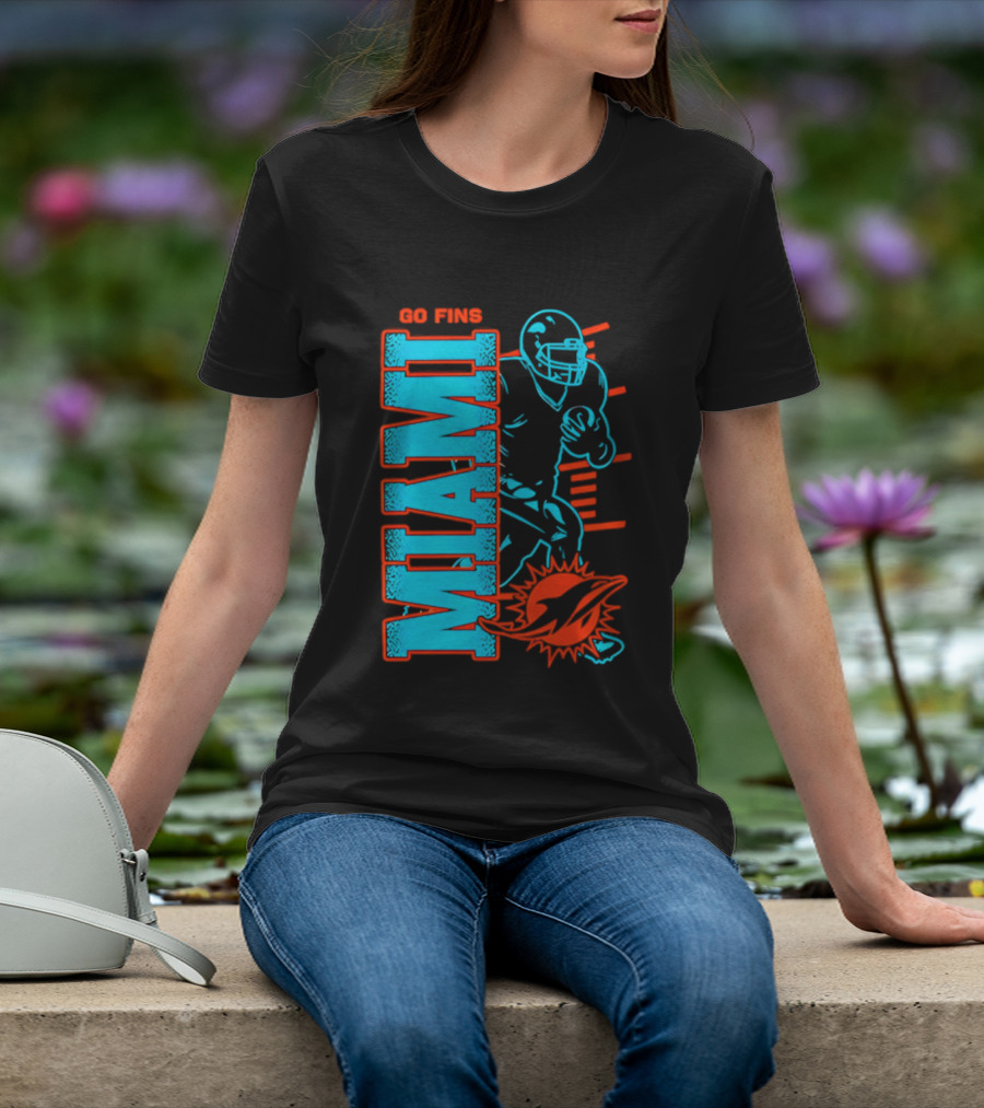 Miami Dolphins Go Fins Football Player T-Shirt