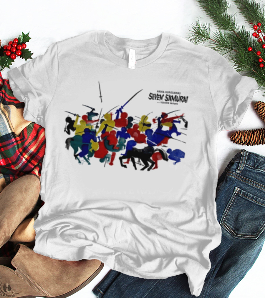 Andafterthat Akira Kurosawa Seven Samurai Painted Battle Scene T-Shirt