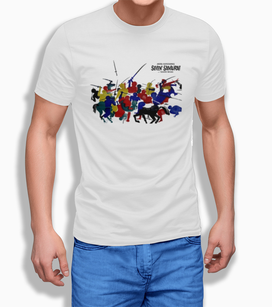 Andafterthat Akira Kurosawa Seven Samurai Painted Battle Scene T-Shirt