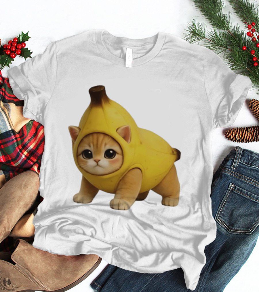 Banana Kitty Cute Cat In Fruit Costume T-Shirt