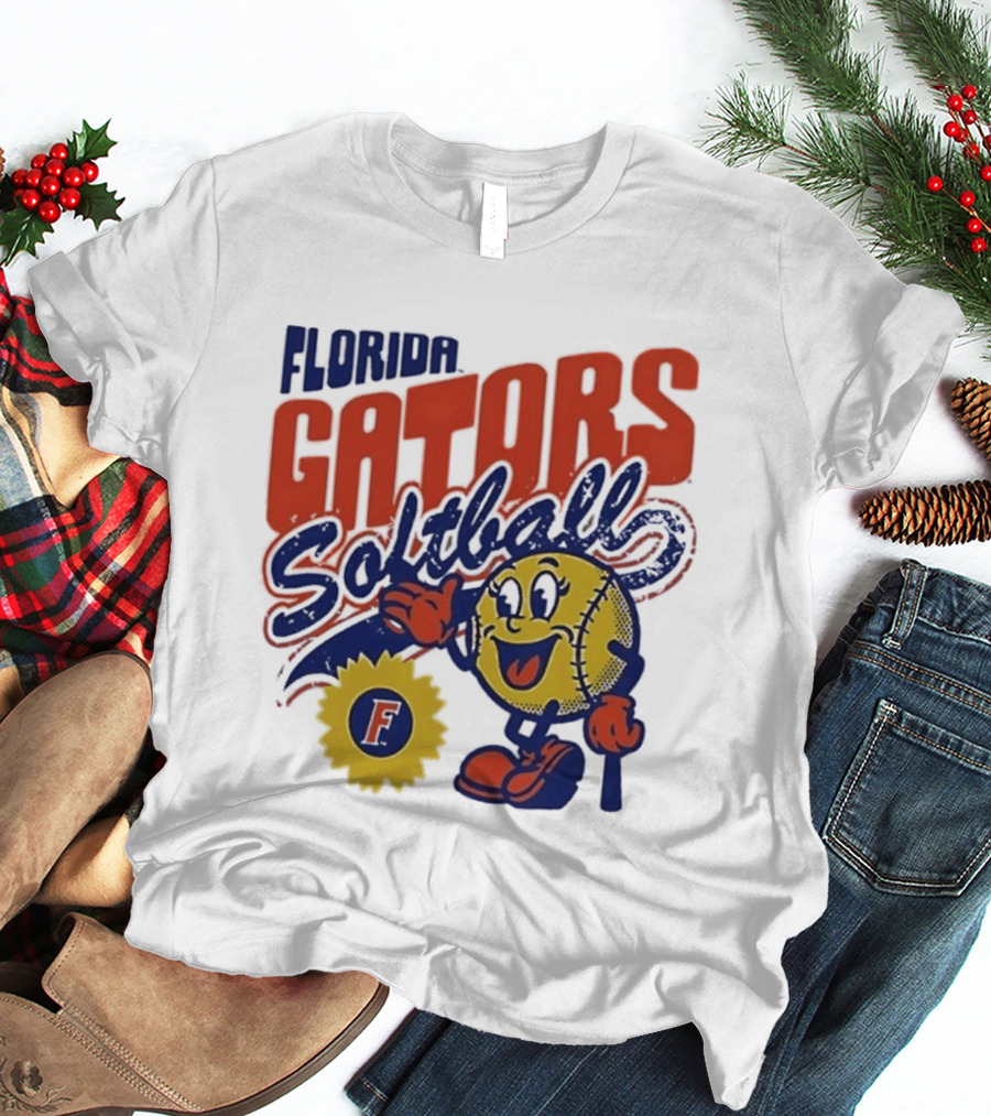 Florida Gators Softball Sunflower Vintage Cartoon Baseball T-Shirt