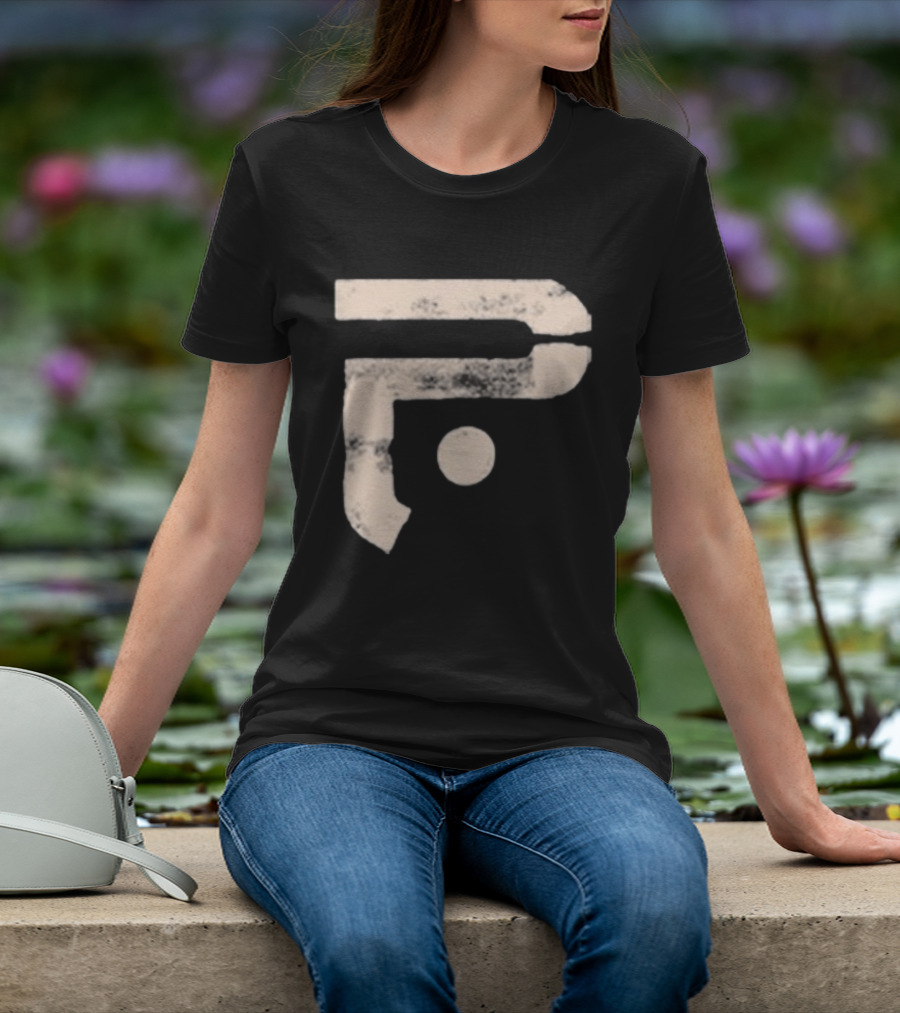 A Pale White Dot Abstract Symbol With Textured Circular Motif T-Shirt