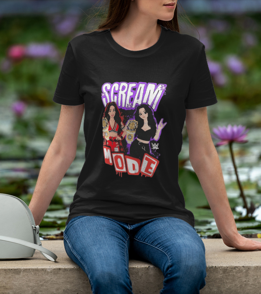 Scream Mode Paige Vs Brie Bella Cartoon WWE Champions T-Shirt