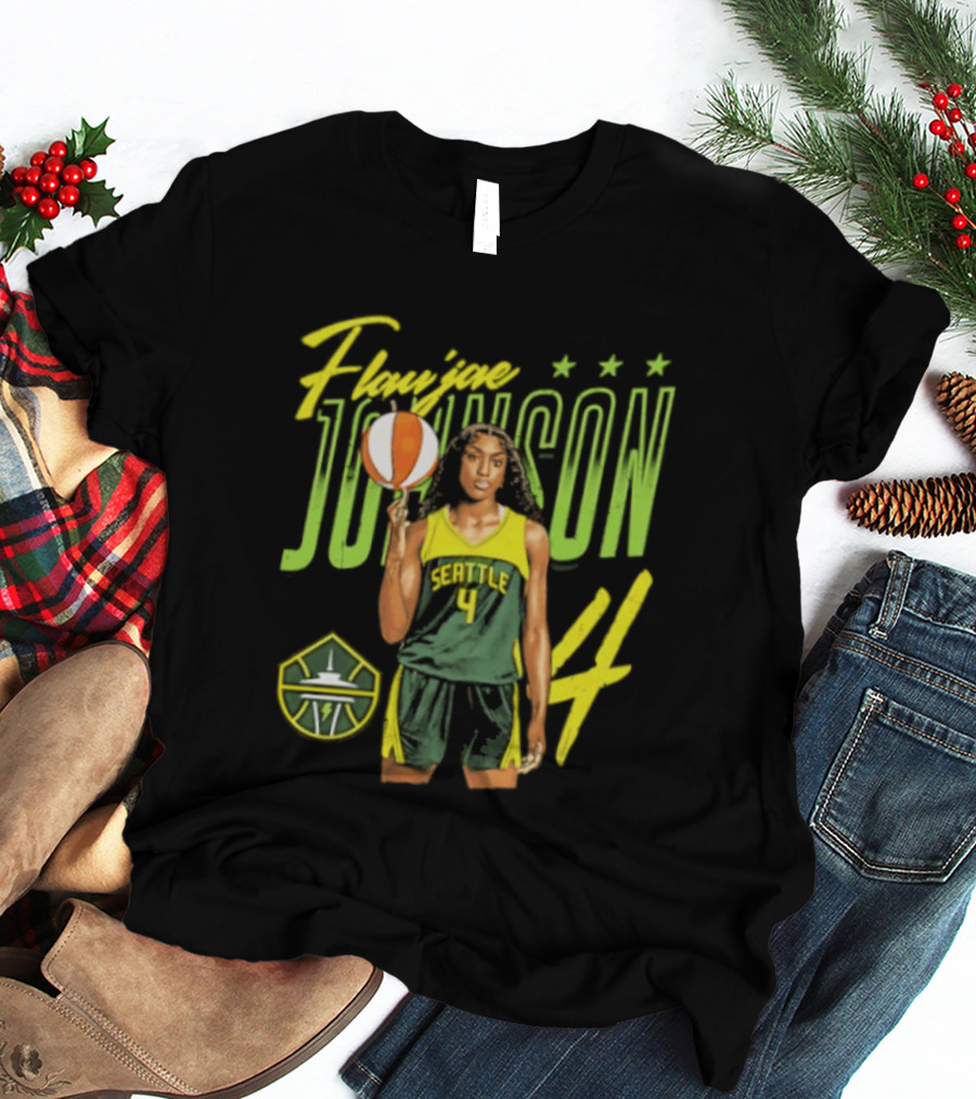 Flau'jae Johnson 4 Seattle Storm Basketball Star Pose T-Shirt