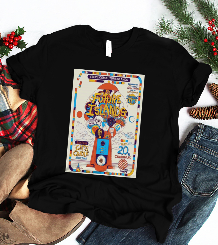 Future Islands Live At Cat's Cradle Carrboro NC May 20 Celebrating 20 Years Streaming Veeps T-Shirt
