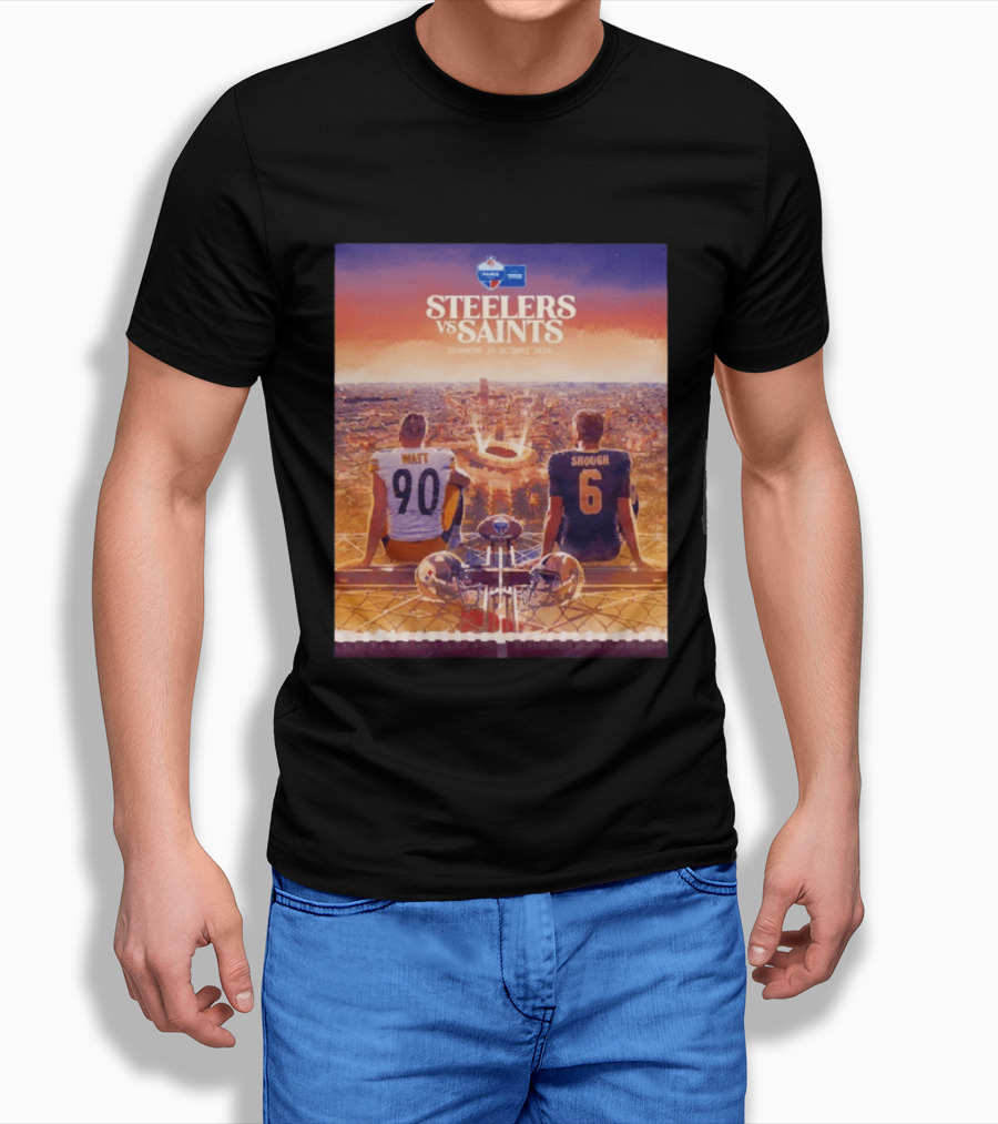 Steelers Vs Saints Paris Game Dimanche 25 Octobre 2026 Watt Shough T-Shirt