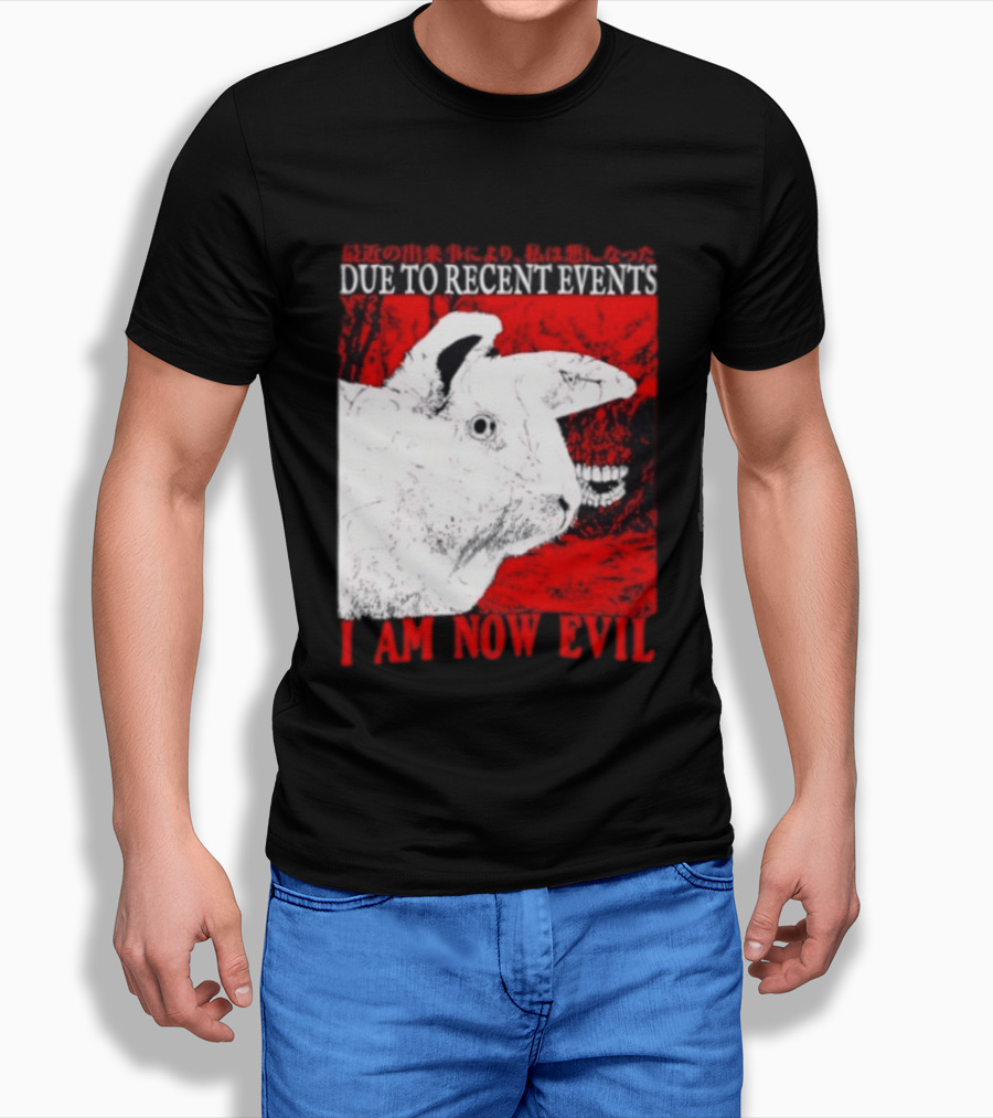 Rabbit Due To Recent Events I Am Now Evil Creepy Red T-Shirt