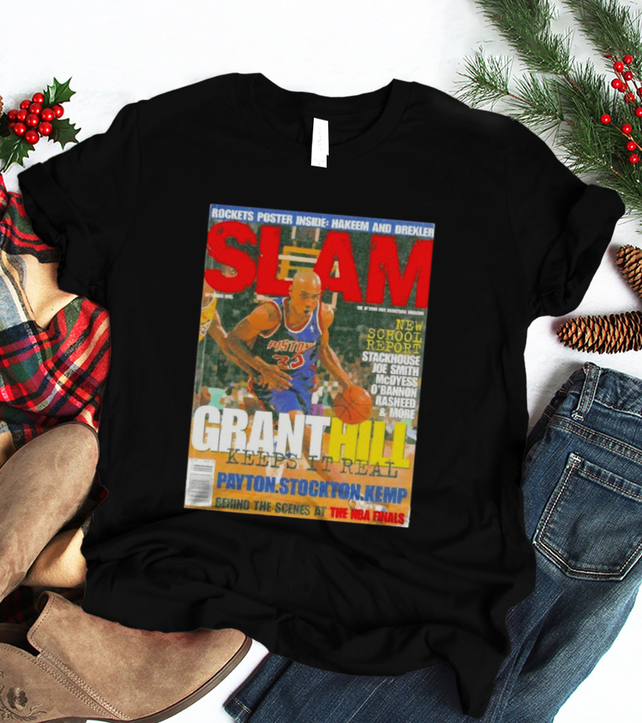SLAM Granthill Keeps It Real Payton Stockton Kemp Pistons Basketball NBA Finals Hakeem Drexler T-Shirt