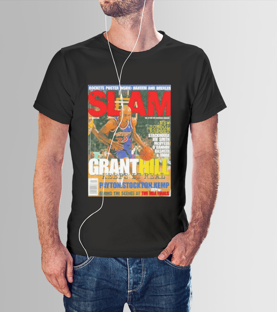 SLAM Granthill Keeps It Real Payton Stockton Kemp Pistons Basketball NBA Finals Hakeem Drexler T-Shirt