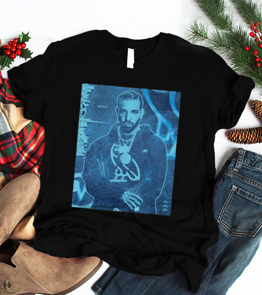 ICEMAN Owl Graphic Drake Blue Portrait With City Skyline T-Shirt