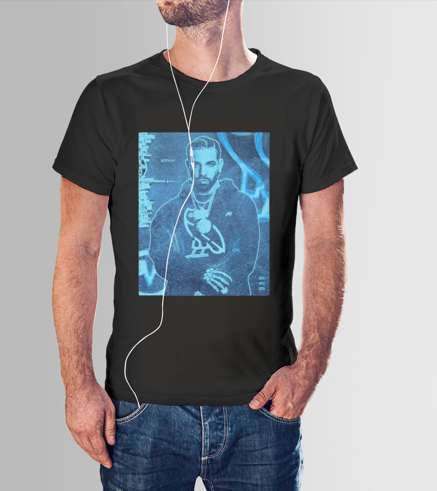 ICEMAN Owl Graphic Drake Blue Portrait With City Skyline T-Shirt