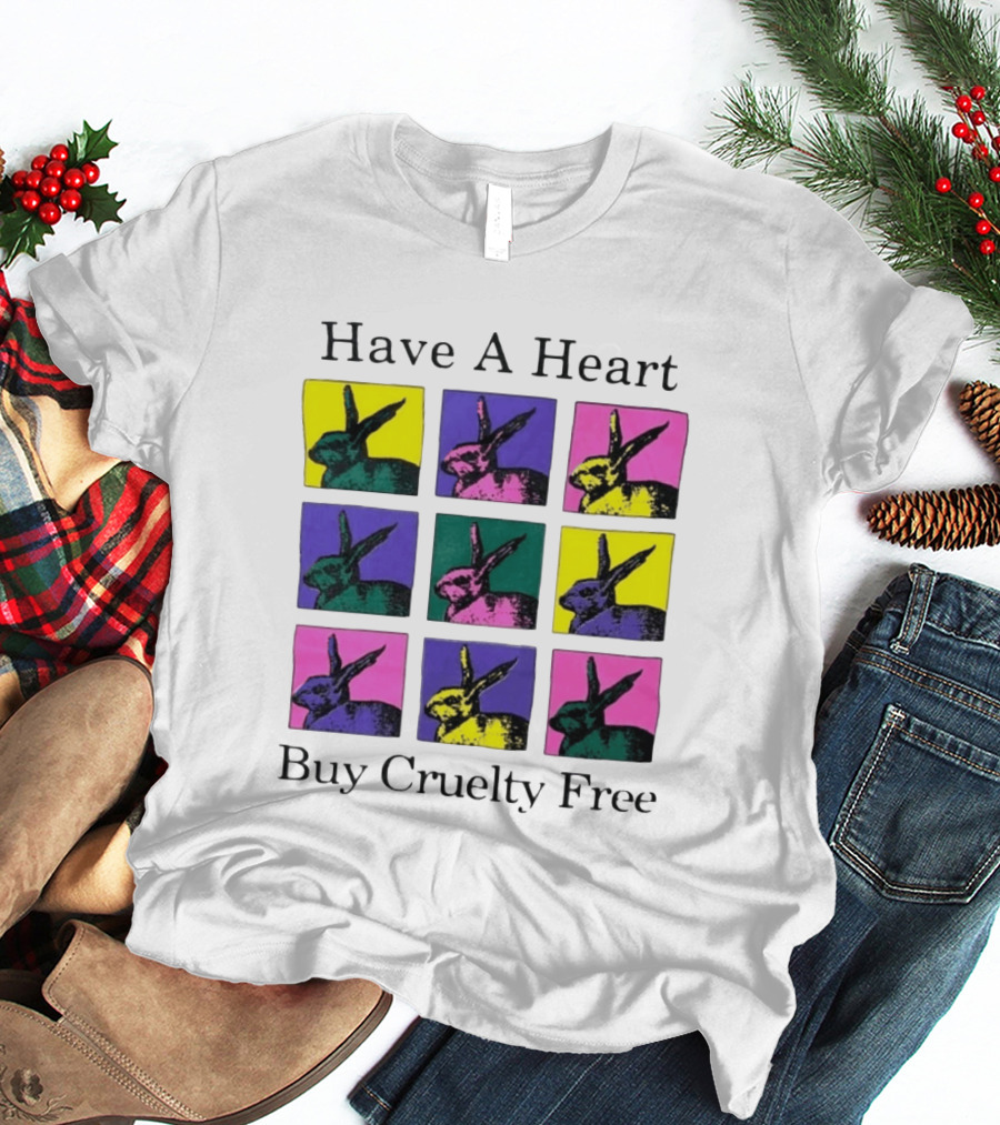 Have A Heart Buy Cruelty Free Rabbits Pop Art Style Iconic Colorful Blocks T-Shirt