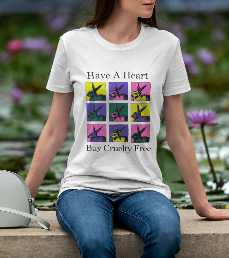 Have A Heart Buy Cruelty Free Rabbits Pop Art Style Iconic Colorful Blocks T-Shirt