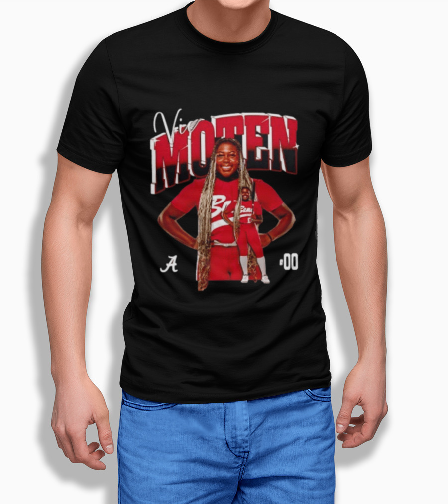 Vic Moten 00 Alabama Crimson Tide Softball Red Uniform Player Pose T-Shirt