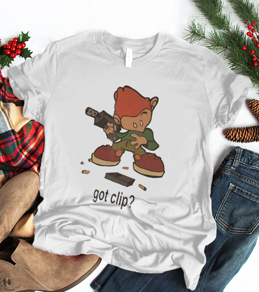 Pico Got Clip Gun Ammo Magazine Casings Retro Cartoon T-Shirt