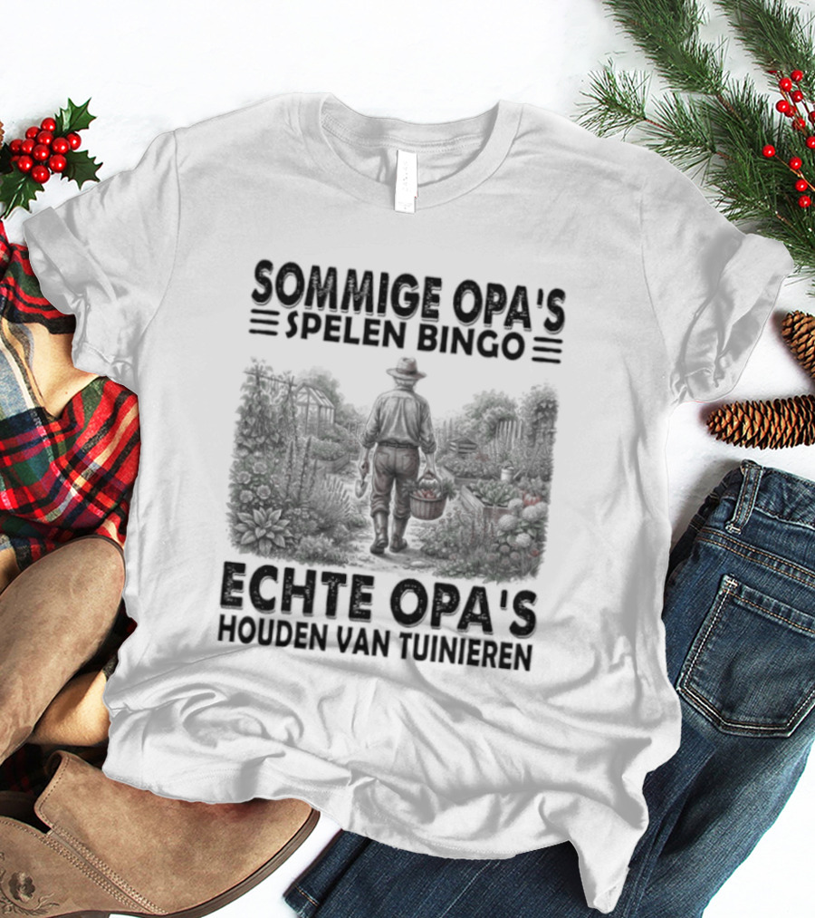 Sommige Opa's Spelen Bingo Echte Opa's Houden Van Tuinieren Tuinman Silhouet Achtergrond T-Shirt