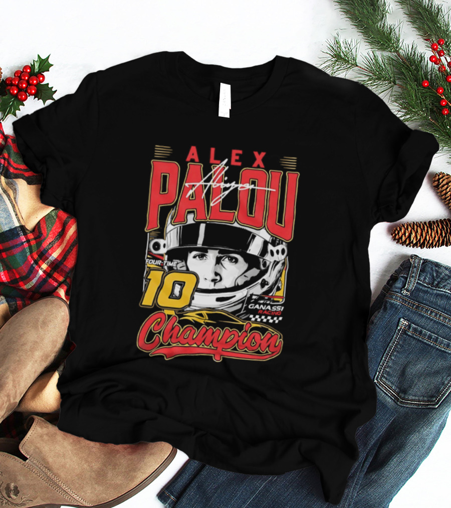 Alex Palou Autograph 10 Champion Racing Helmets T-Shirt