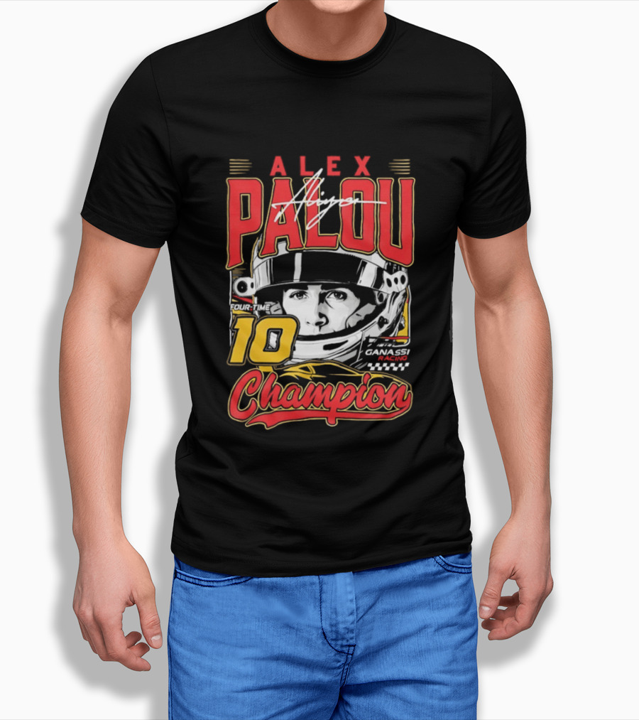 Alex Palou Autograph 10 Champion Racing Helmets T-Shirt