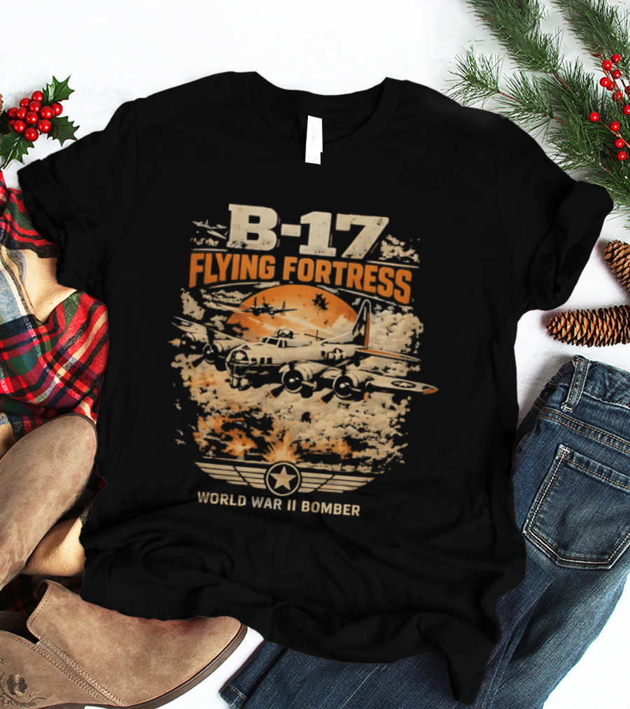 B 17 Flying Fortress World War II Bomber Vintage Aviation T-Shirt